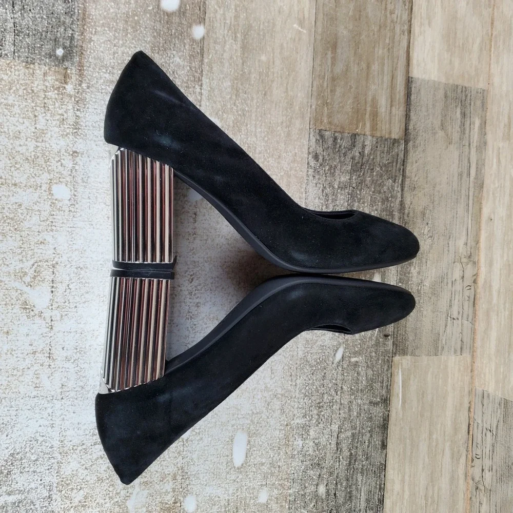 Michael Kors Porter Flex Womens Pumps Sz 6 M Black Slip On Block Heel Heels